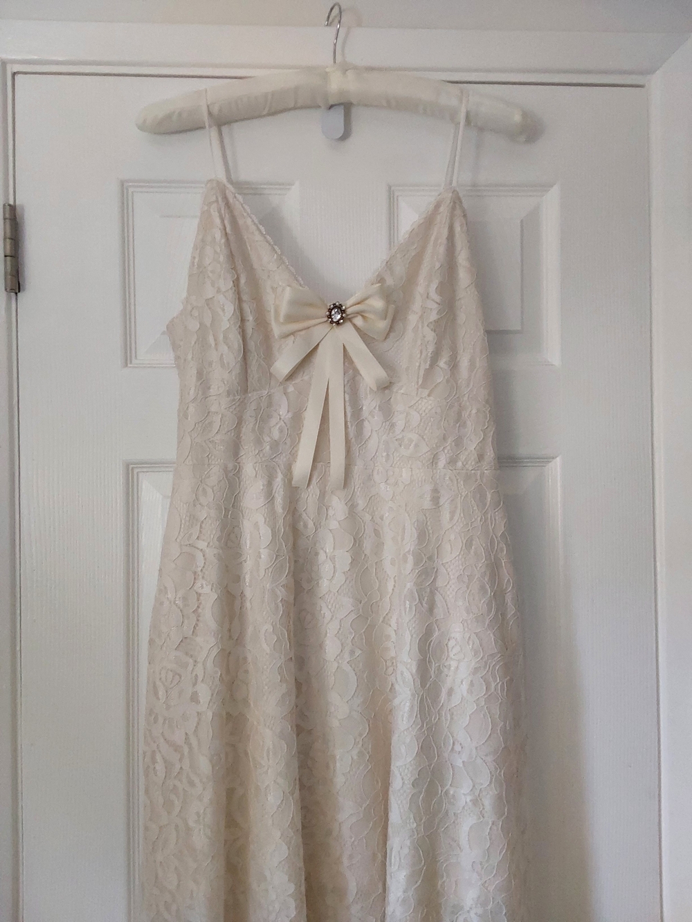 DB Studio by David's Bridal Lace High-Low Spaghetti Strap Dress - Picture 7 of 12